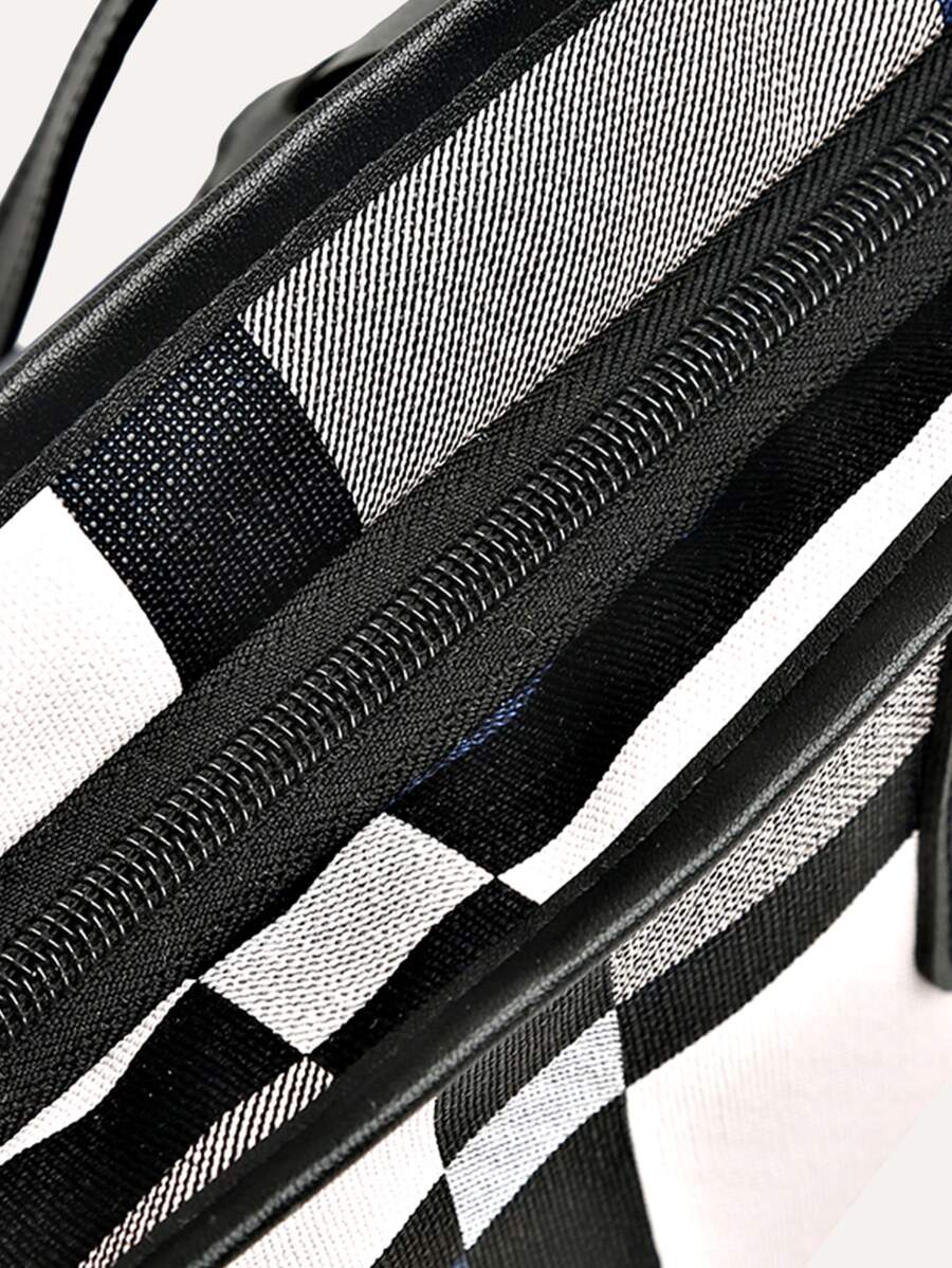 Plaid Pattern Shoulder Tote Bag