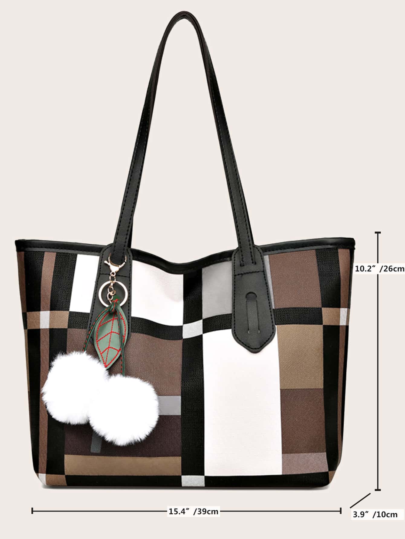 Plaid Pattern Shoulder Tote Bag