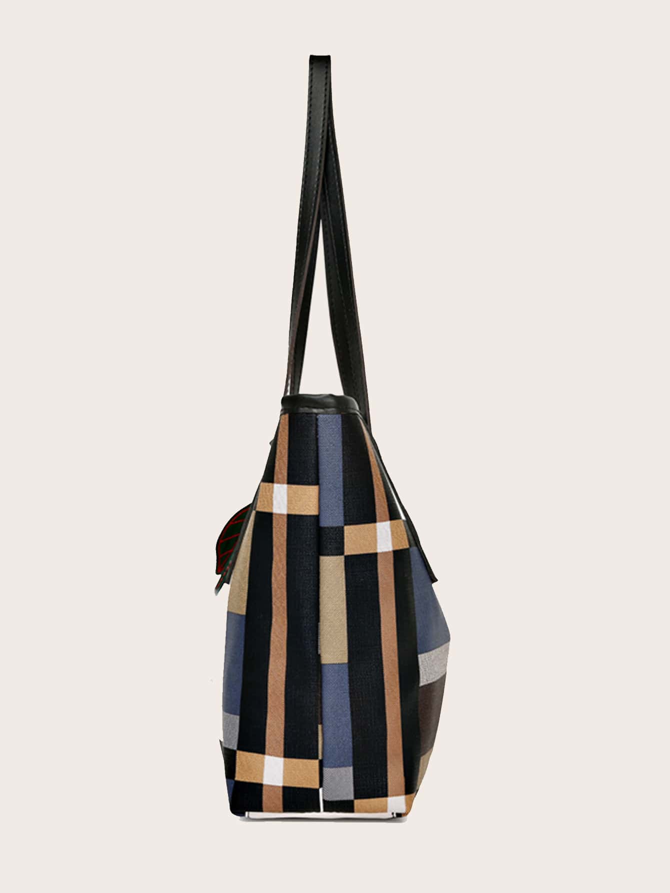Plaid Pattern Shoulder Tote Bag