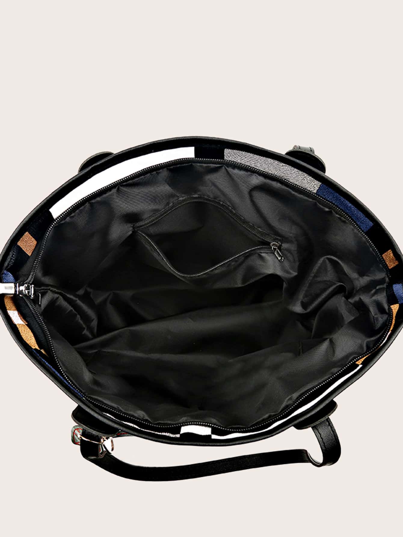 Plaid Pattern Shoulder Tote Bag