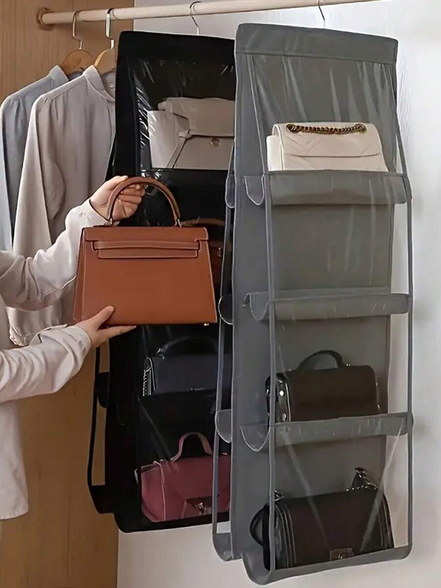 1pc 6/8 Grids Space-Saving Hanging Bag Organizer