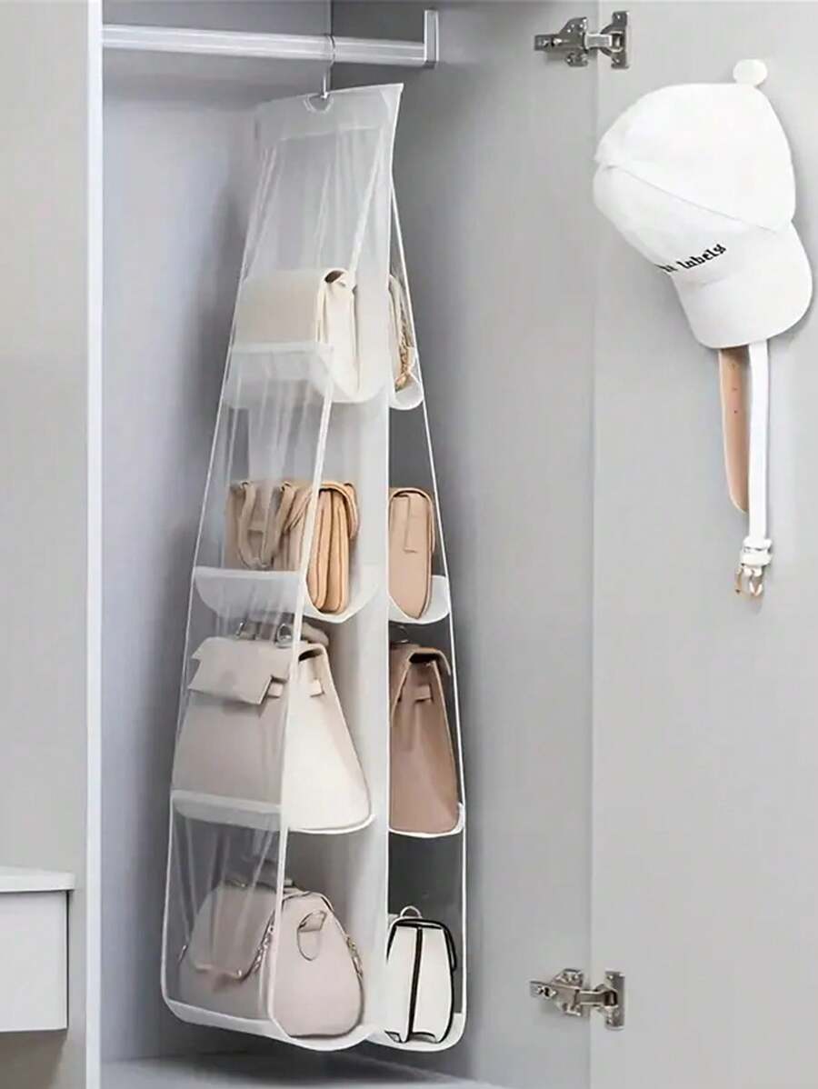 1pc 6/8 Grids Space-Saving Hanging Bag Organizer