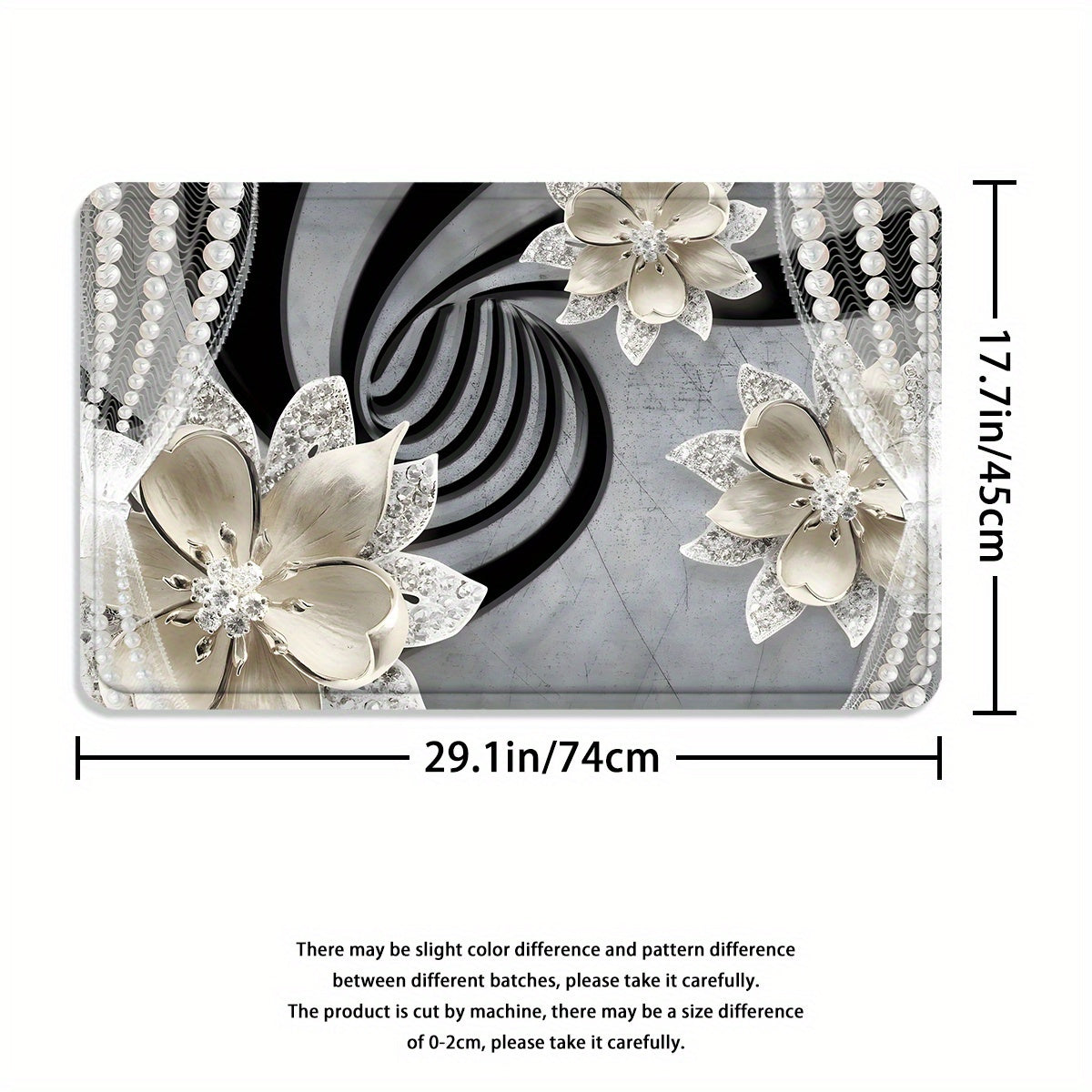 Set of 4 Diamond Flower Shower Curtains Bathroom Decor Set