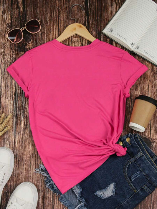 INAWLY Women's Summer Casual Round Neck Short Sleeve T-Shirt