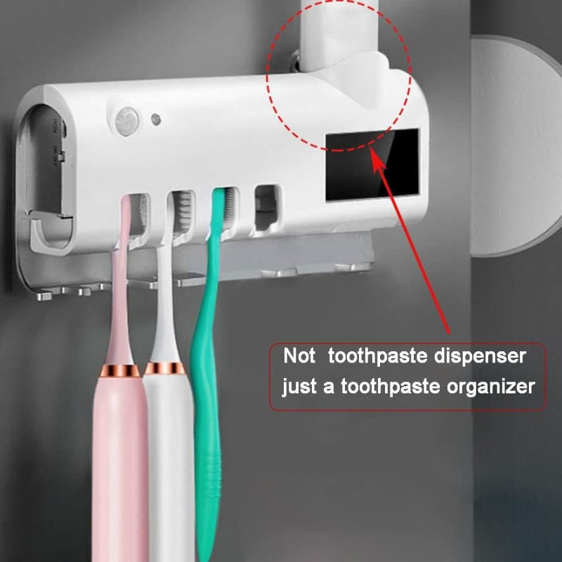 1pc Solar Panel Toothbrush Wall Bracket – Intelligent 4-Slot Disinfection