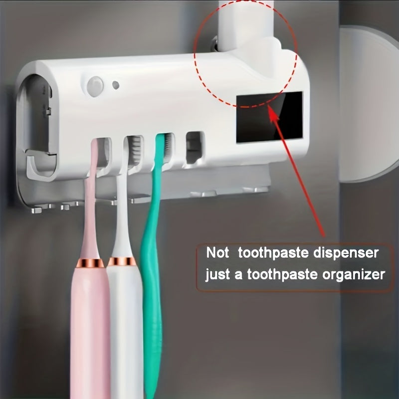 1pc Solar Panel Toothbrush Wall Bracket – Intelligent 4-Slot Disinfection