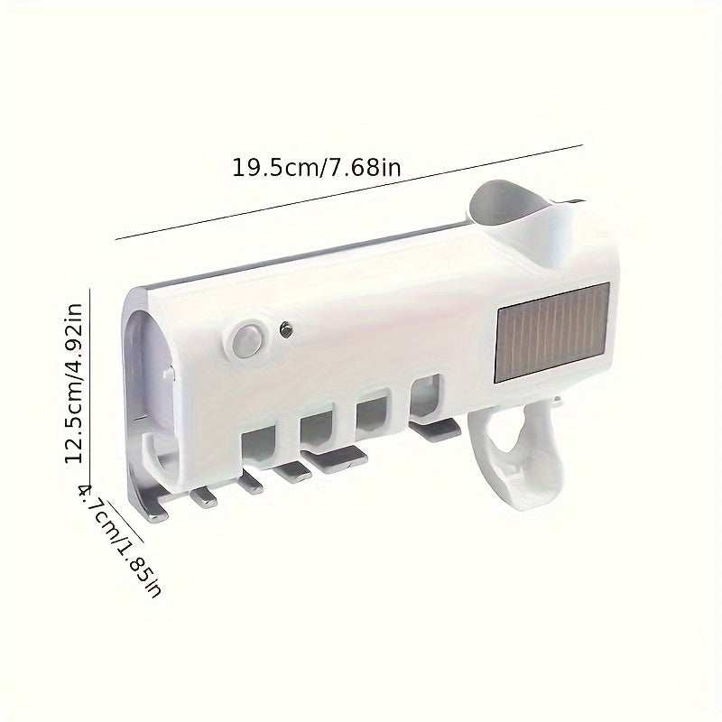 1pc Solar Panel Toothbrush Wall Bracket – Intelligent 4-Slot Disinfection