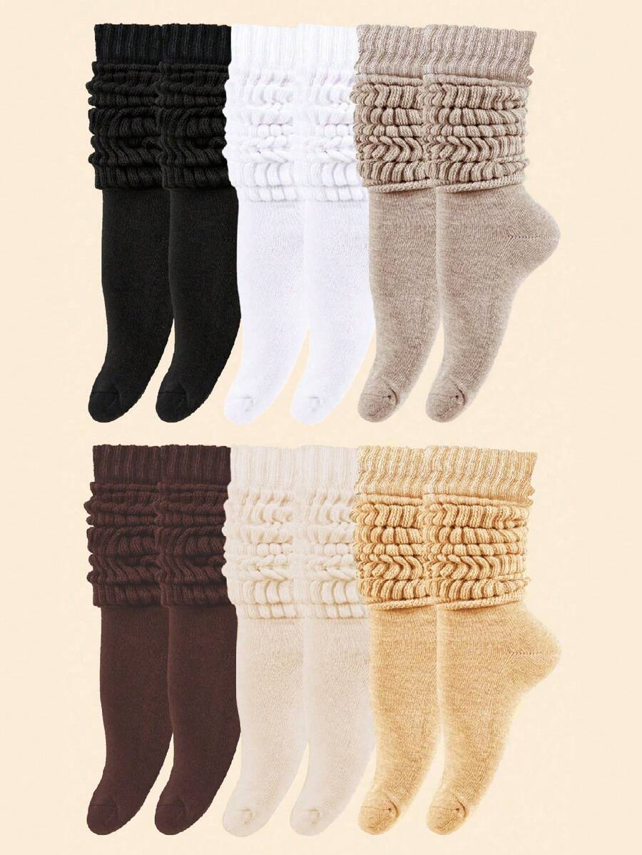 Women’s Slouch Knit Socks – Fall & Winter Crew Socks (1/3/6 Pairs)