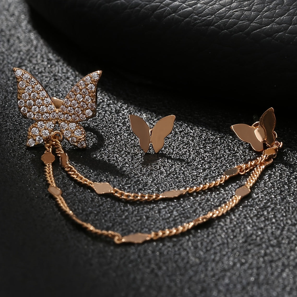 Exquisite Asymmetric Butterfly Stud Earrings – Vintage Elegant Style