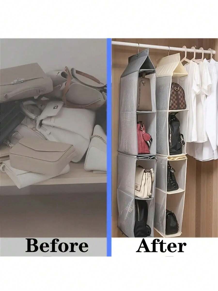 1pc 6/8 Grids Space-Saving Hanging Bag Organizer