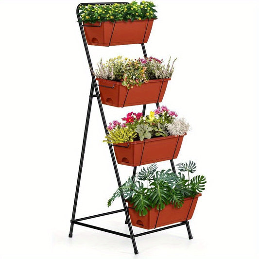 4 Tier Vertical Raised Garden Bed Planters – Brick Red