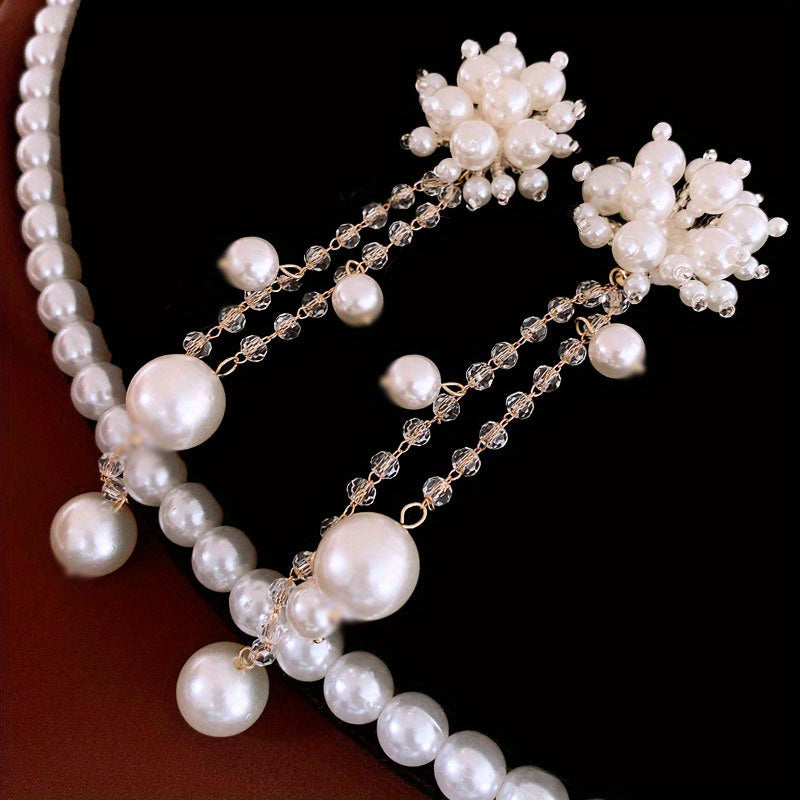 Vintage-Inspired Elegant Faux Pearl Tassel Earrings for Women