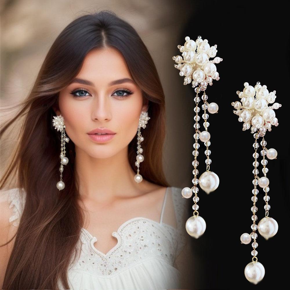 Vintage-Inspired Elegant Faux Pearl Tassel Earrings for Women