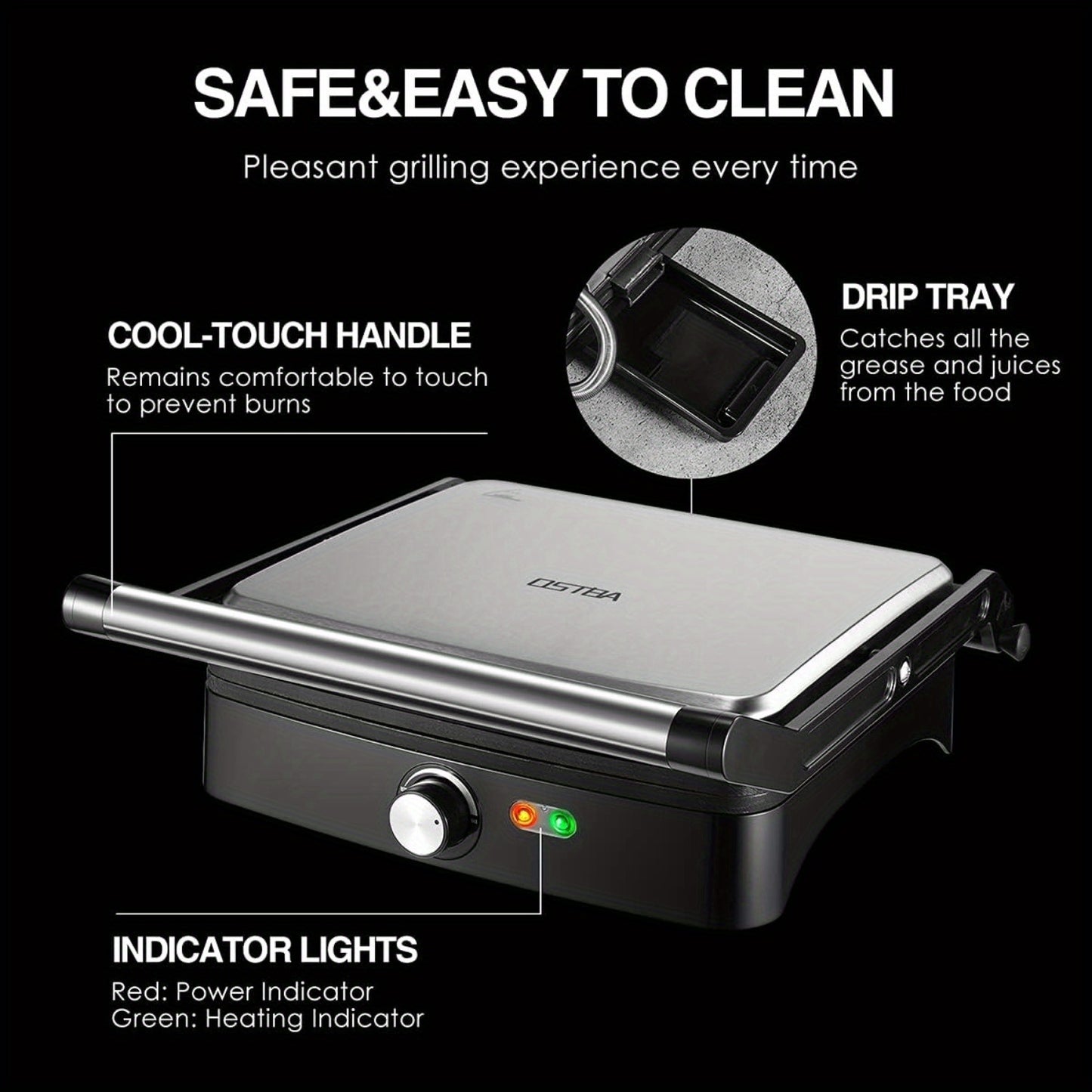 YASHE 4-Slice Panini Press Grill