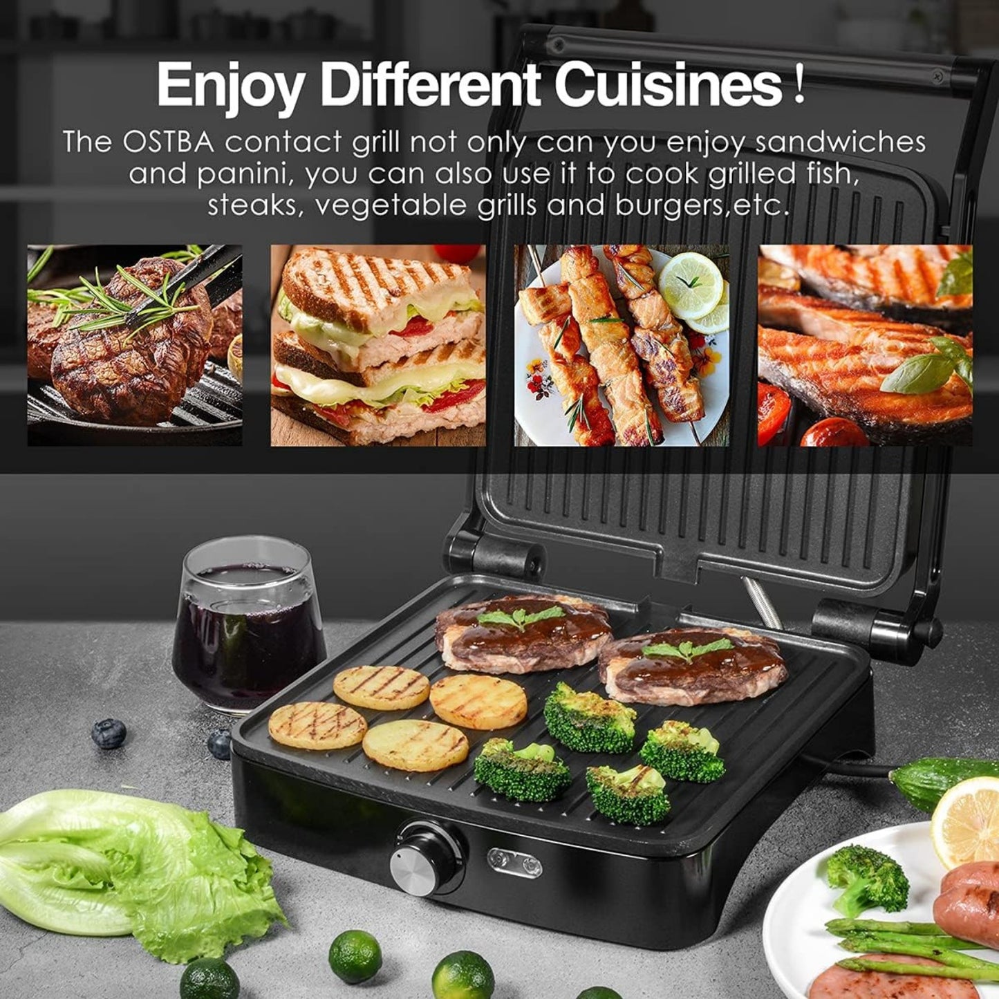 YASHE 4-Slice Panini Press Grill
