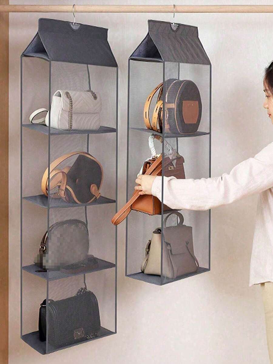 1pc 6/8 Grids Space-Saving Hanging Bag Organizer