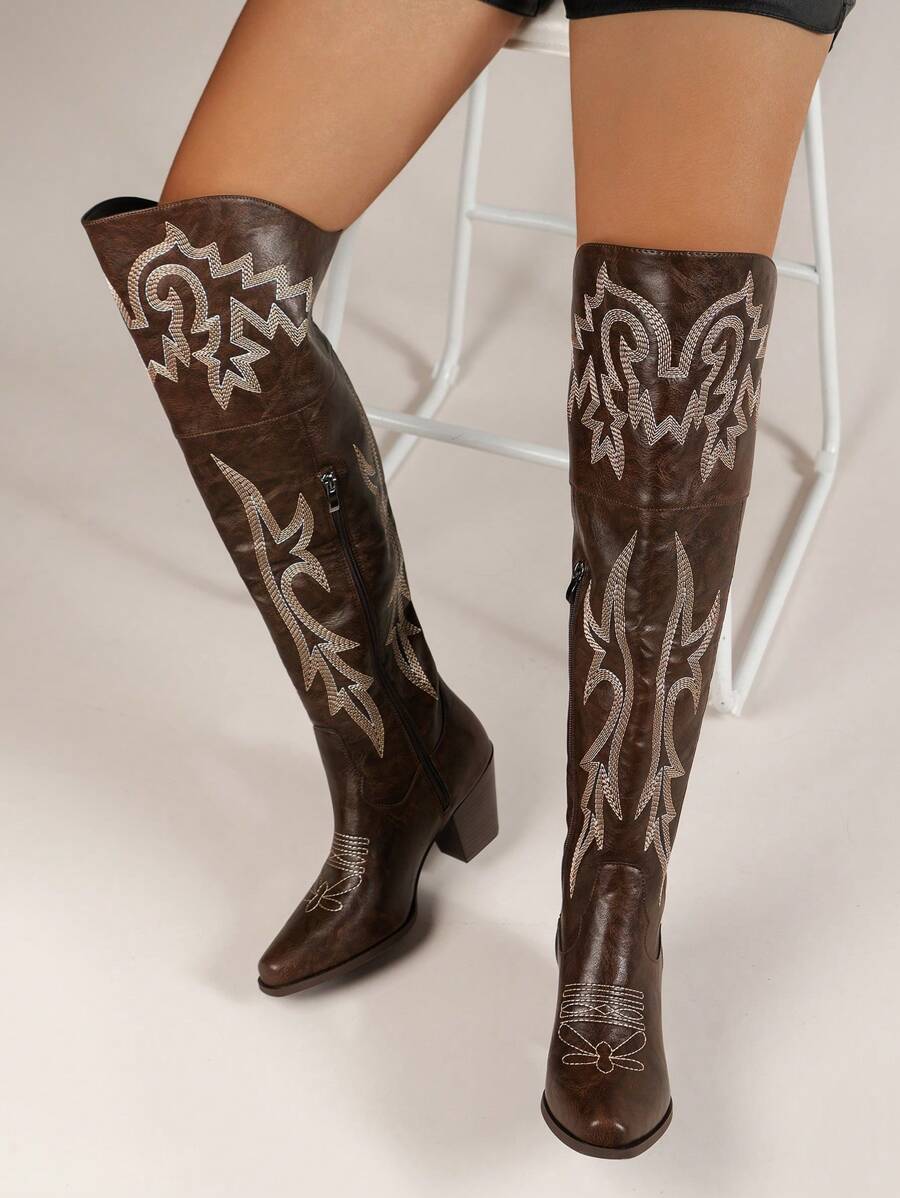 Western-inspired embroidered boots