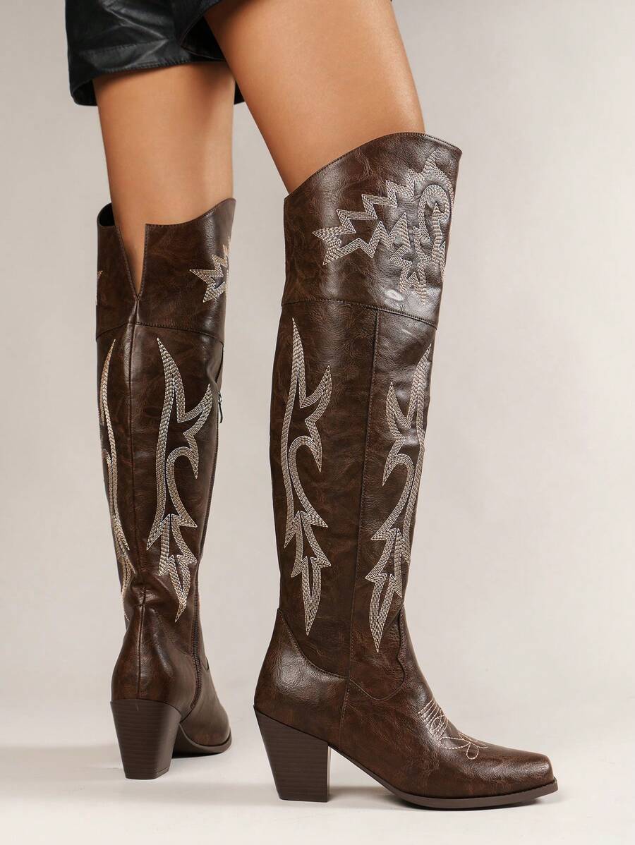 Western-inspired embroidered boots