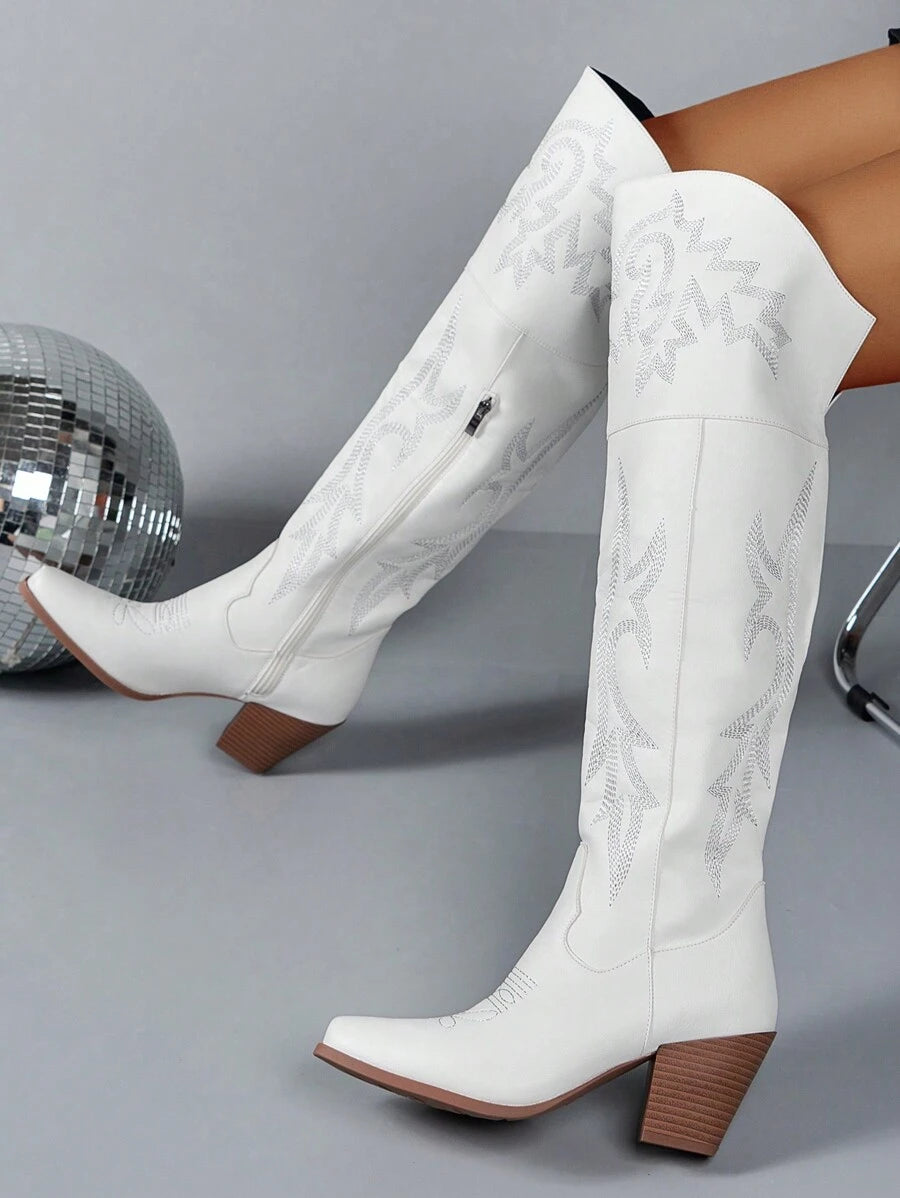 Western-inspired embroidered boots