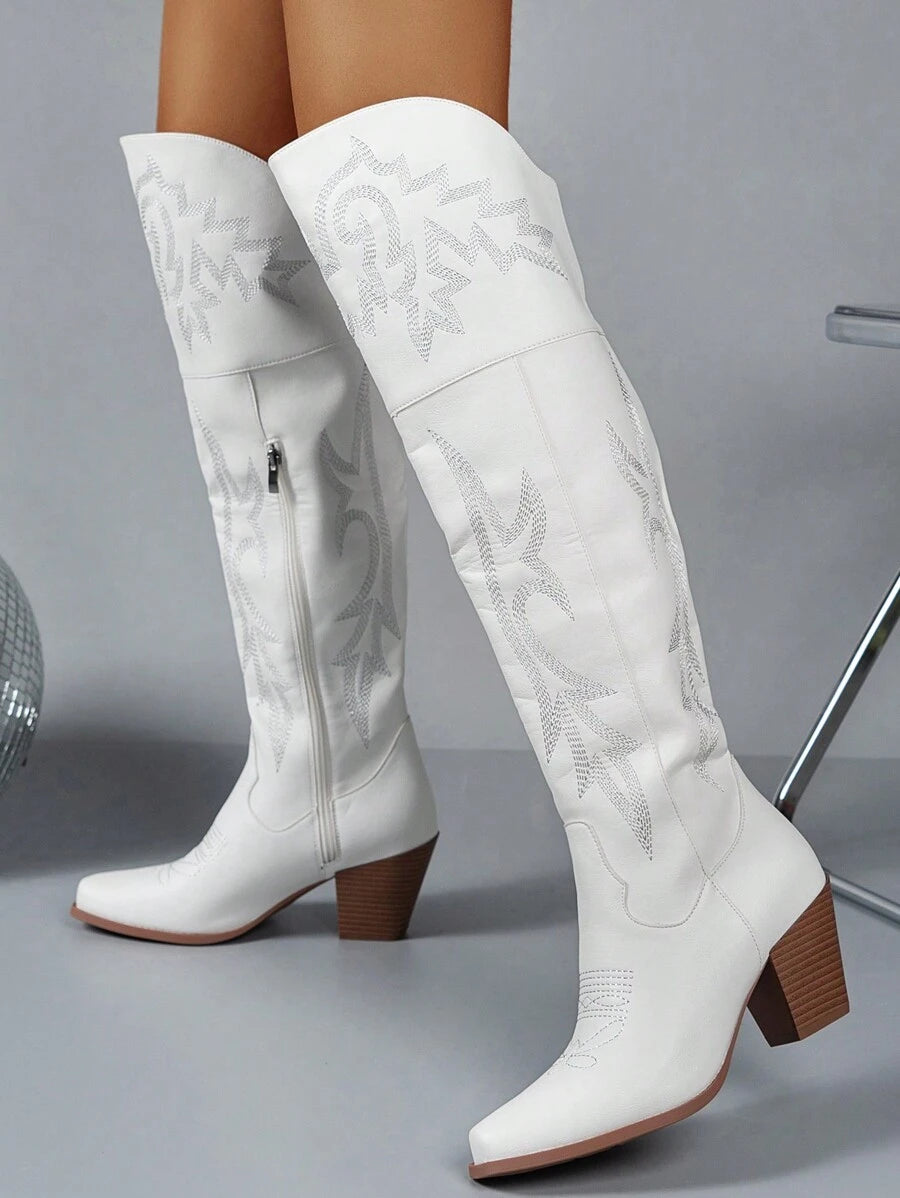 Western-inspired embroidered boots