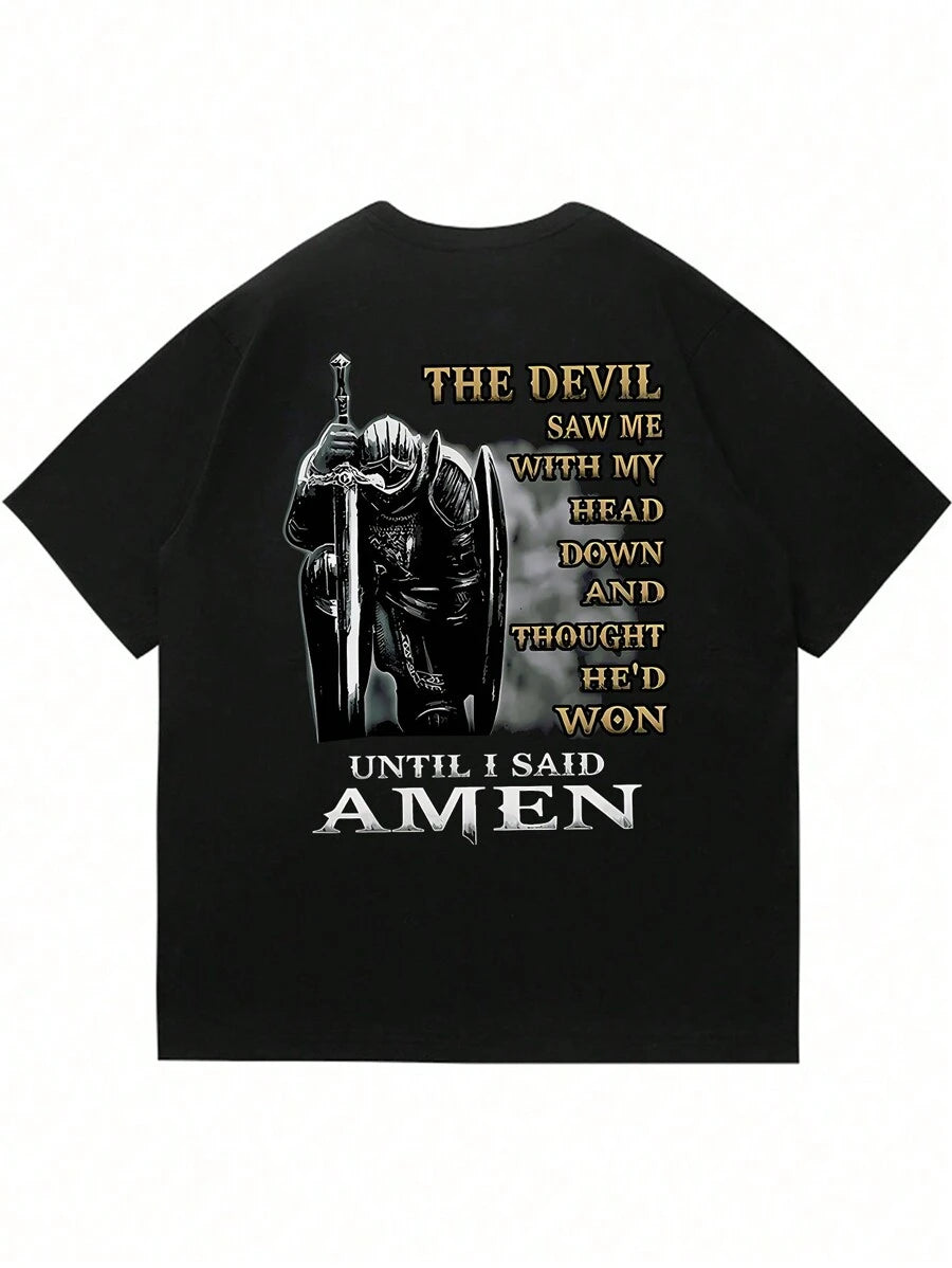 Plus Size Men’s Graphic & Slogan Print Short Sleeve T-Shirt
