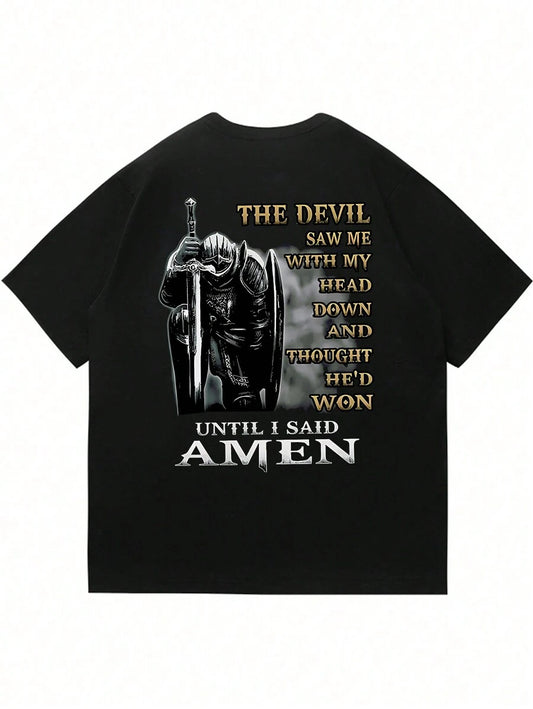 Plus Size Men’s Graphic & Slogan Print Short Sleeve T-Shirt