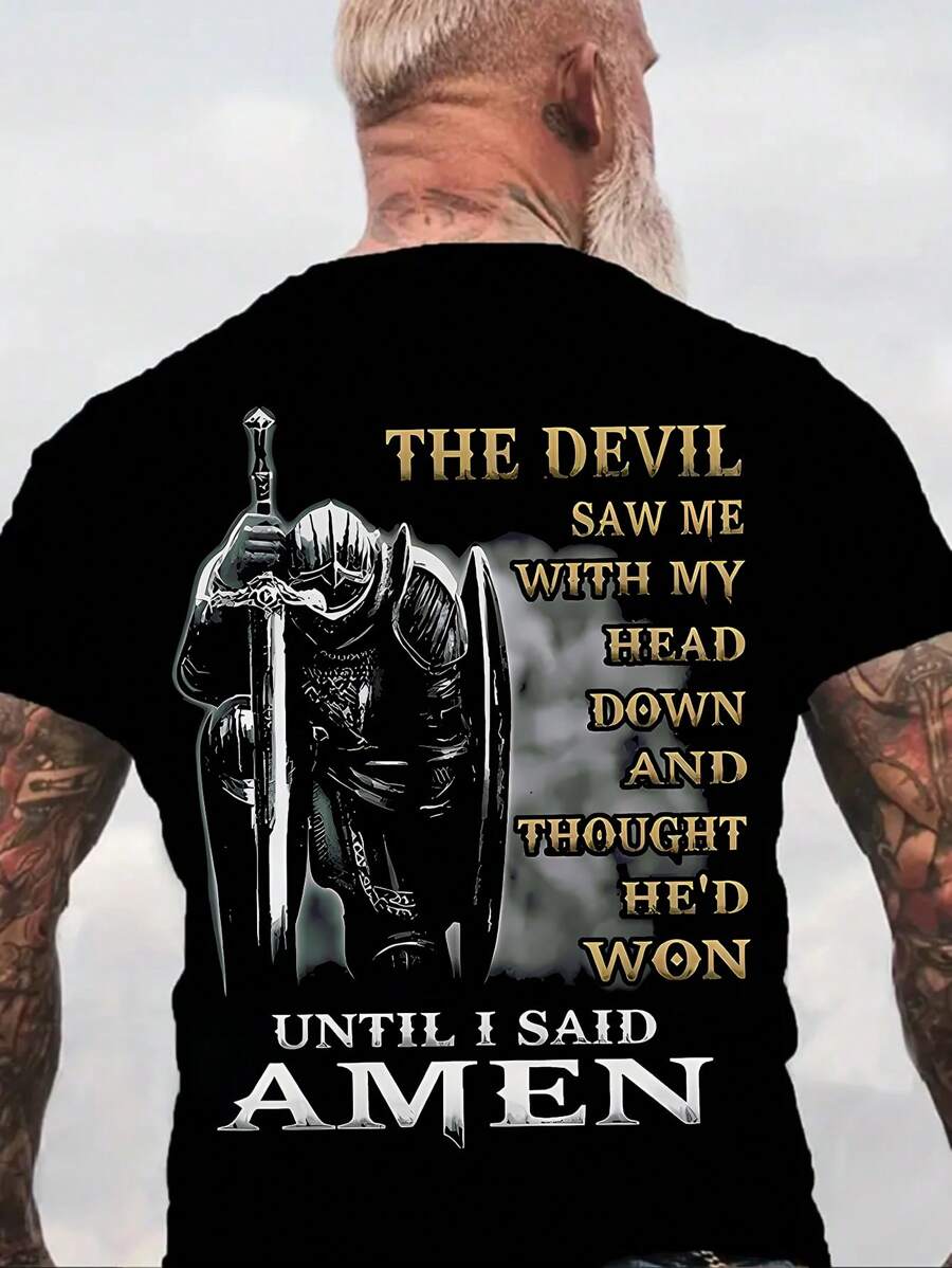 Plus Size Men’s Graphic & Slogan Print Short Sleeve T-Shirt