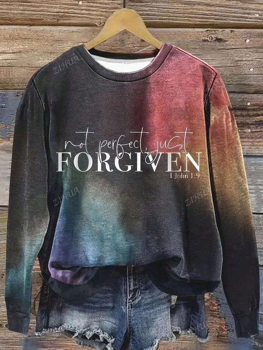 Plus Size English Text Ombre Print Crew Neck Sweatshirt