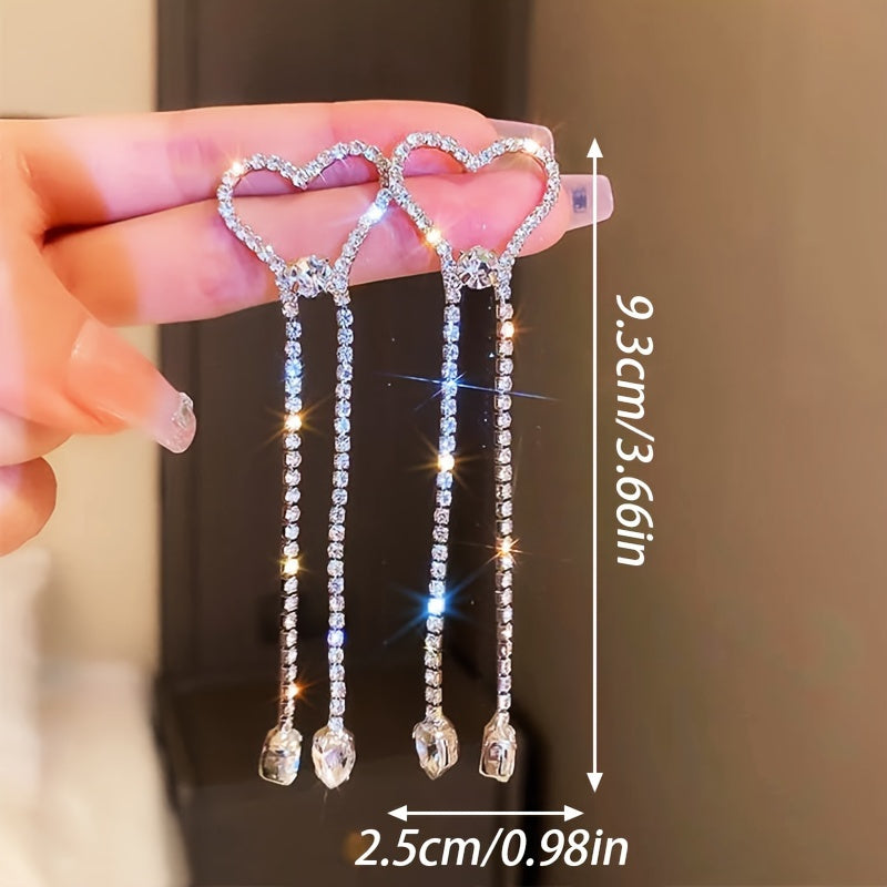 Luxurious Heart-Shaped Synthetic Zirconia Earrings for Women