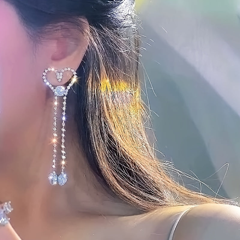Luxurious Heart-Shaped Synthetic Zirconia Earrings for Women