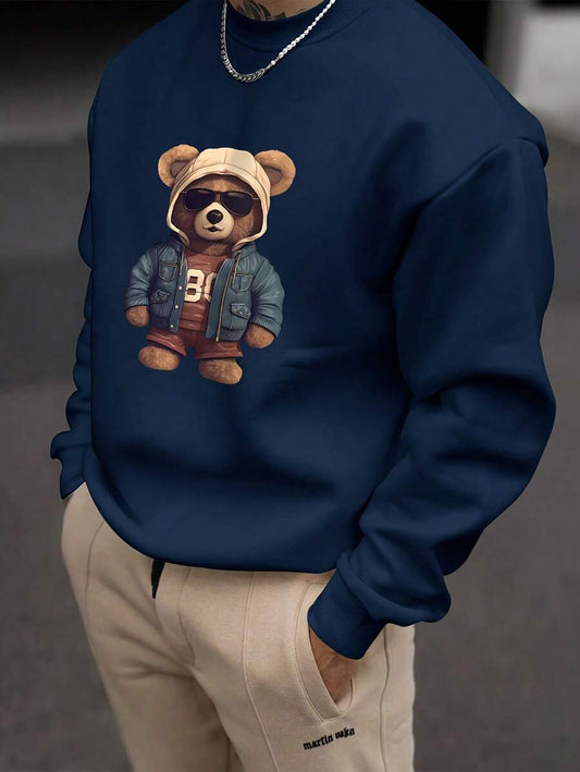 Men’s Fashionable Creative Bear Print Sweatshirt