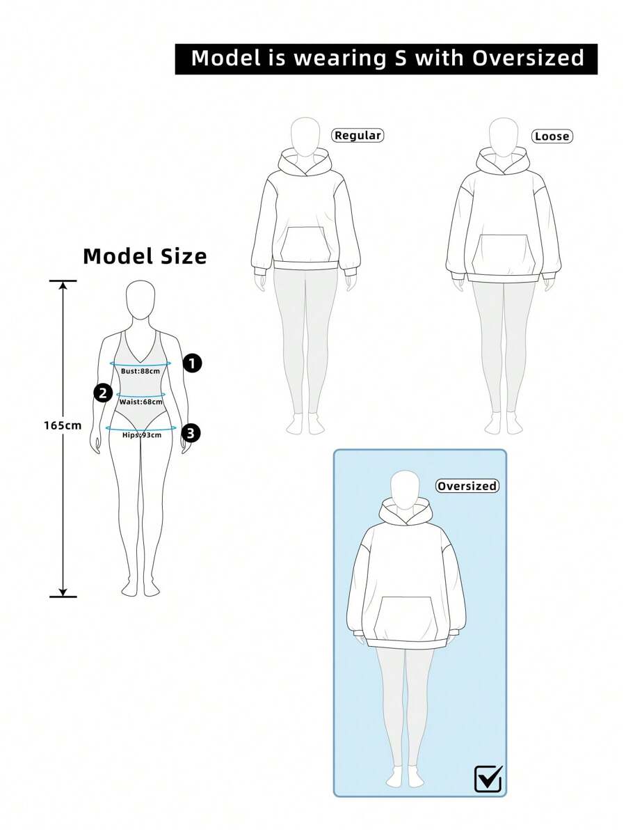 INAWLY Women's Letter Printed Casual Hoodie With Pocket