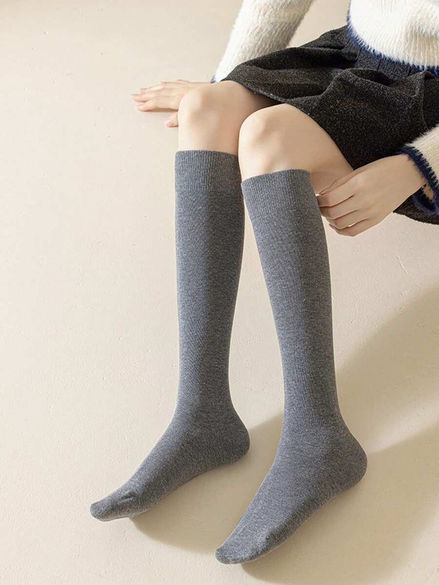 6 Pairs Women’s Plain Color Thigh-High Socks – Minimalist Japanese School Style