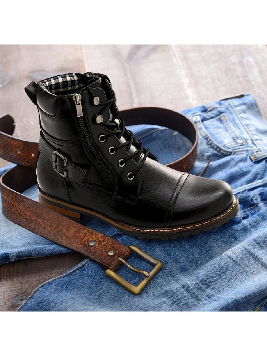 Men's Motorcycle Combat  Zipper Biker Classic Vintage Boots 2.0