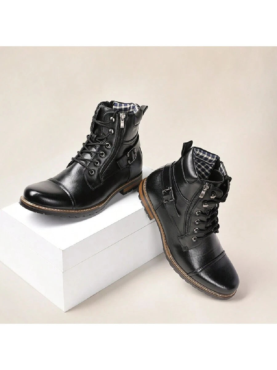 Men's Motorcycle Combat  Zipper Biker Classic Vintage Boots 2.0
