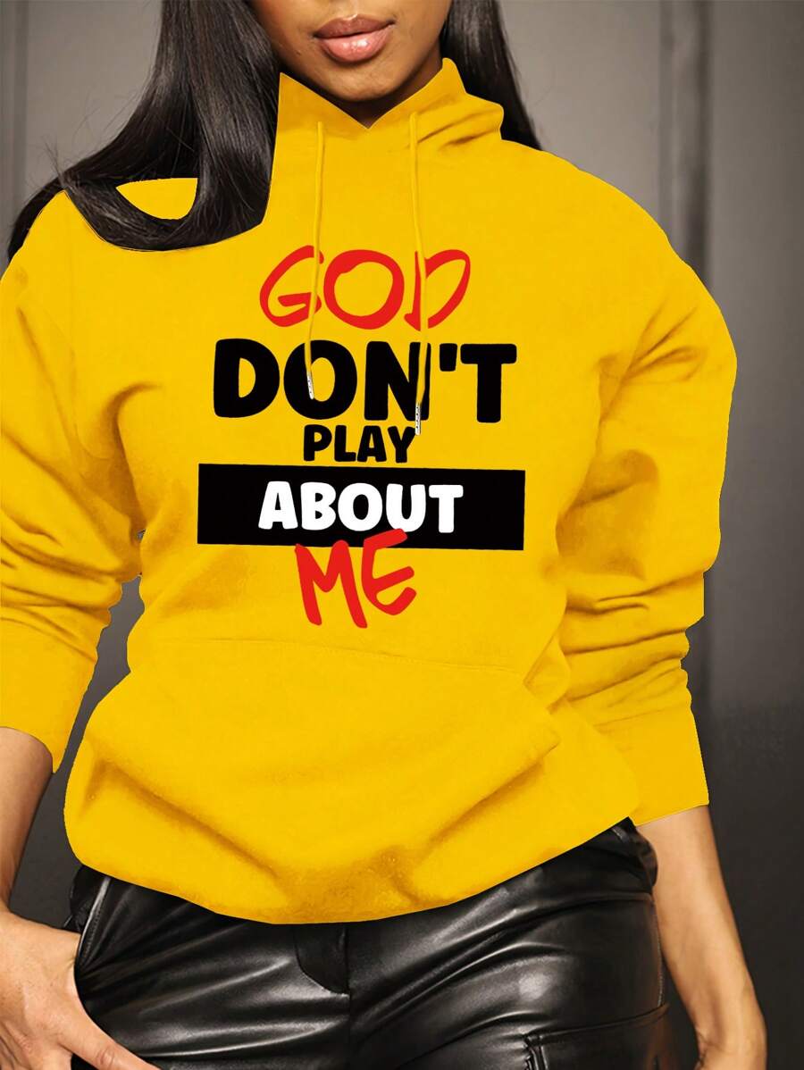 INAWLY Women's Letter Printed Casual Hoodie With Pocket