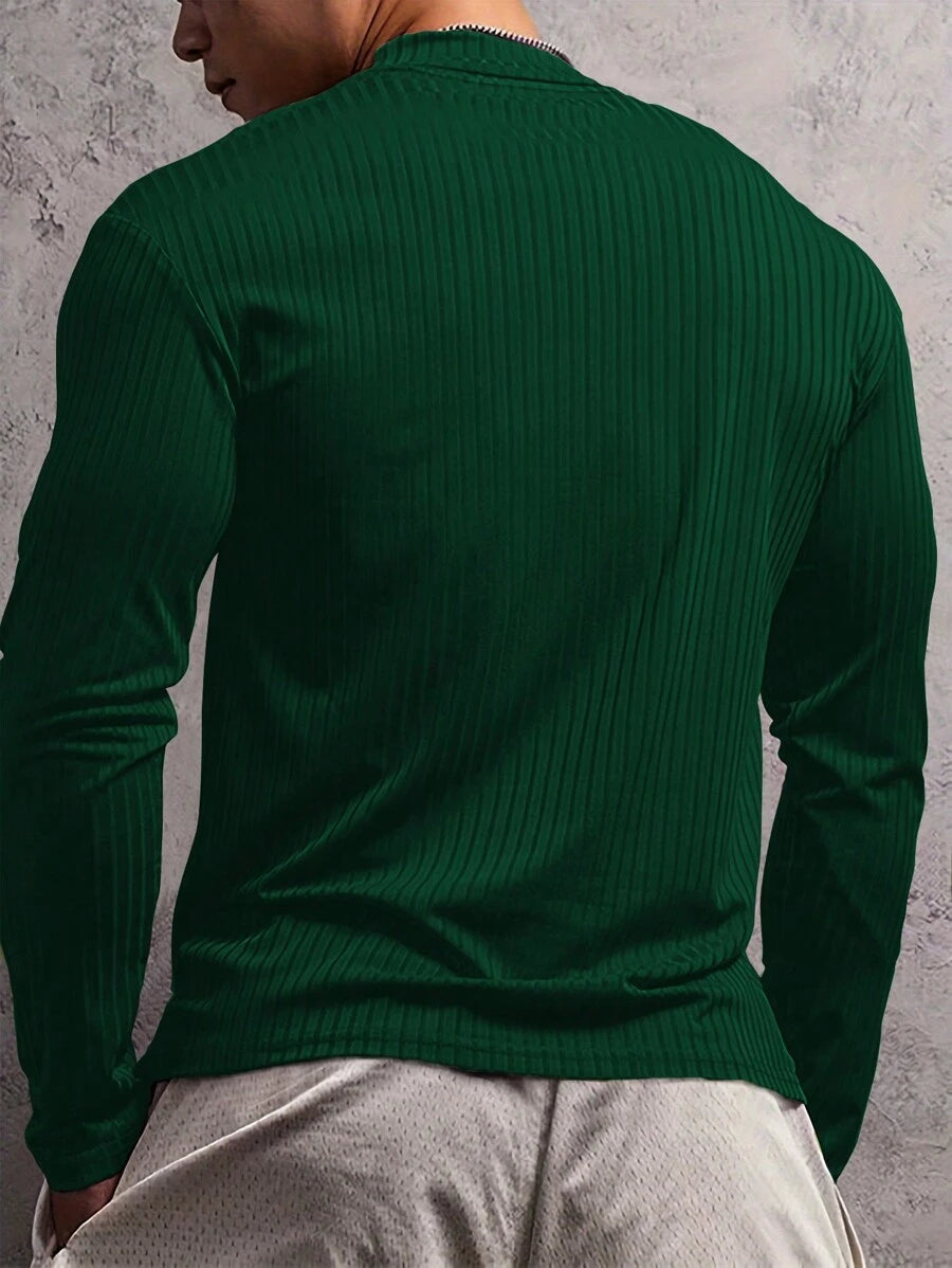 Manfinity Dauomo Men’s Solid Color Ribbed Turtleneck Sweater