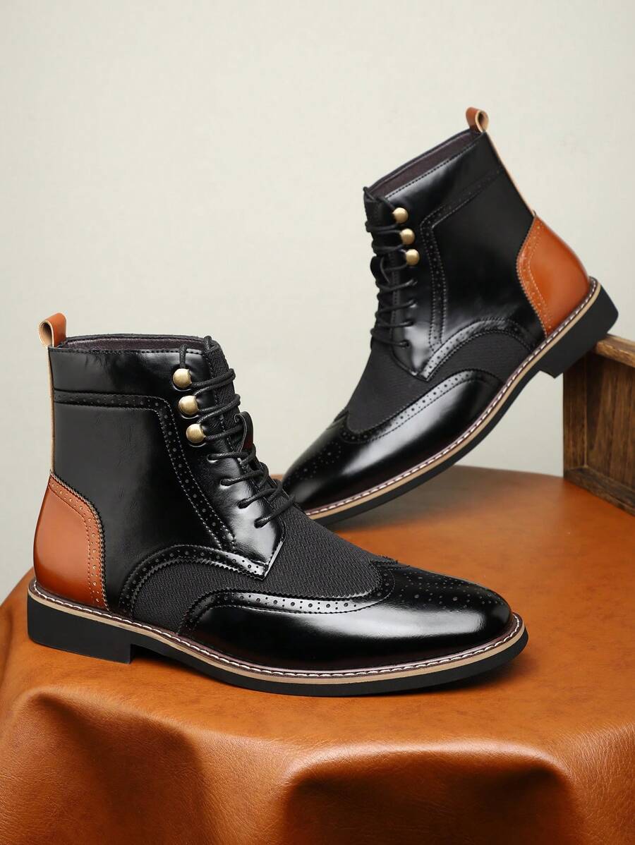 Men's Fashionable High-Top Leather Ankle Boots
