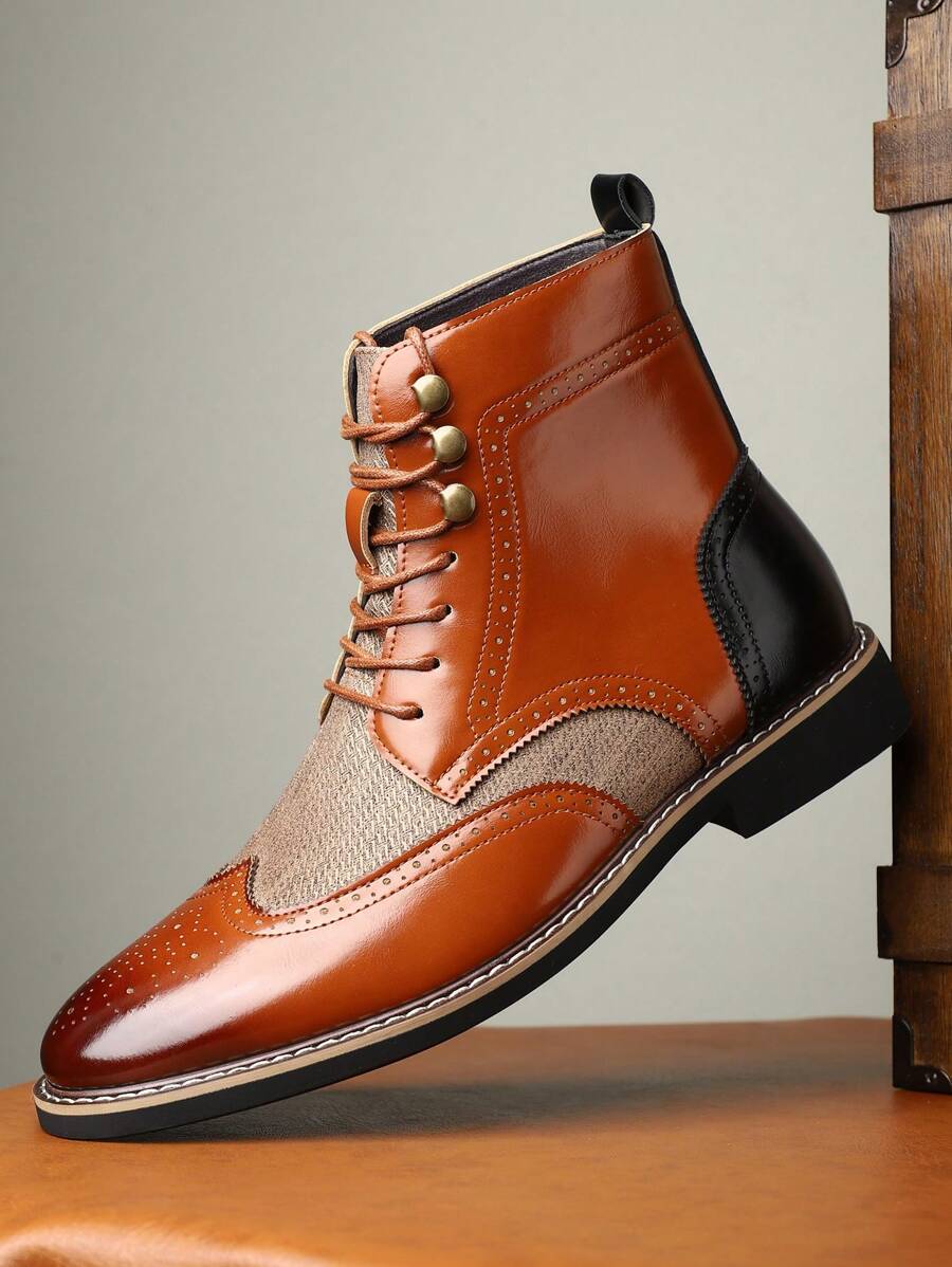 Men's Fashionable High-Top Leather Ankle Boots