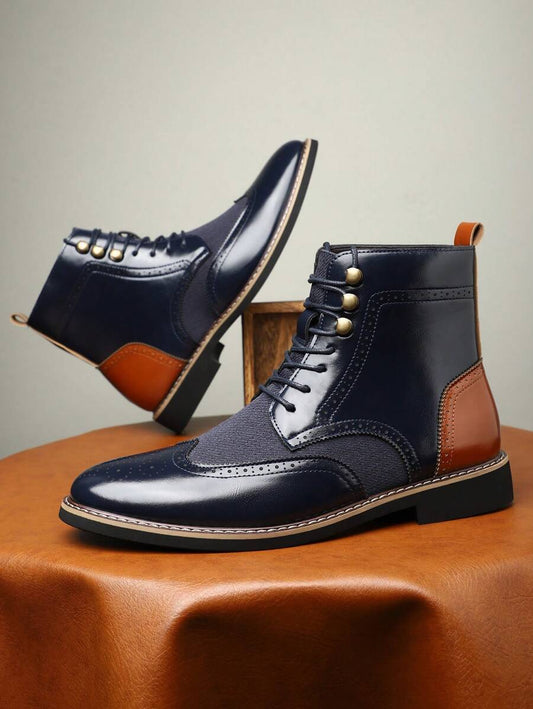 Men's Fashionable High-Top Leather Ankle Boots
