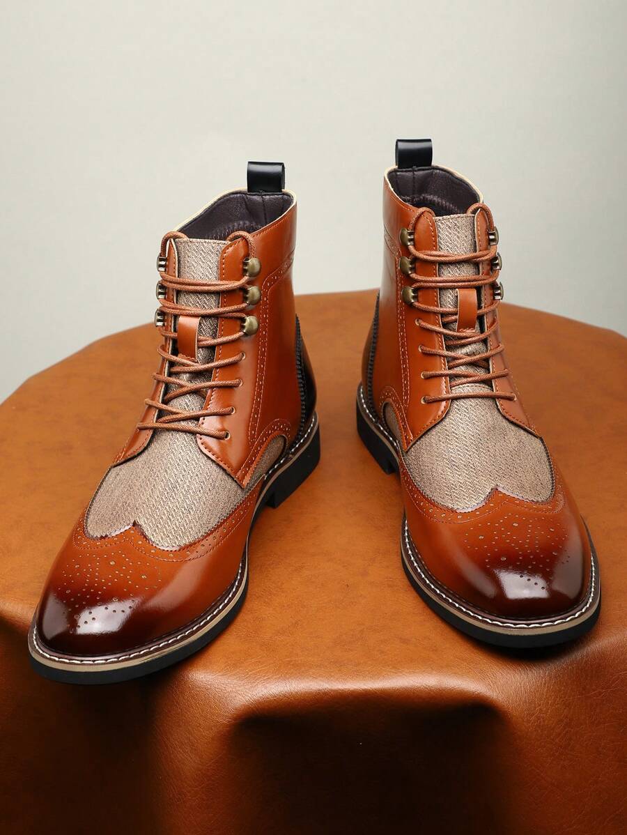 Men's Fashionable High-Top Leather Ankle Boots