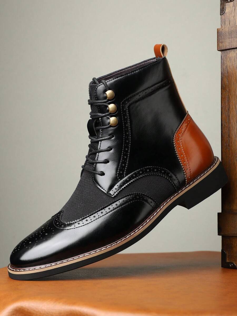 Men's Fashionable High-Top Leather Ankle Boots