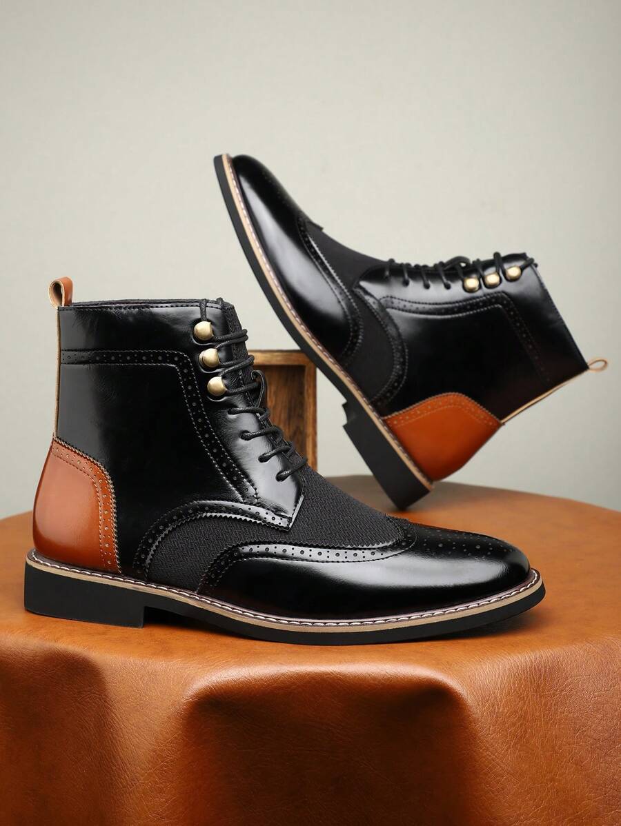 Men's Fashionable High-Top Leather Ankle Boots