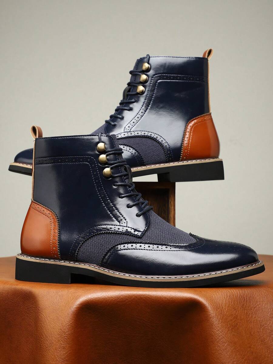 Men's Fashionable High-Top Leather Ankle Boots