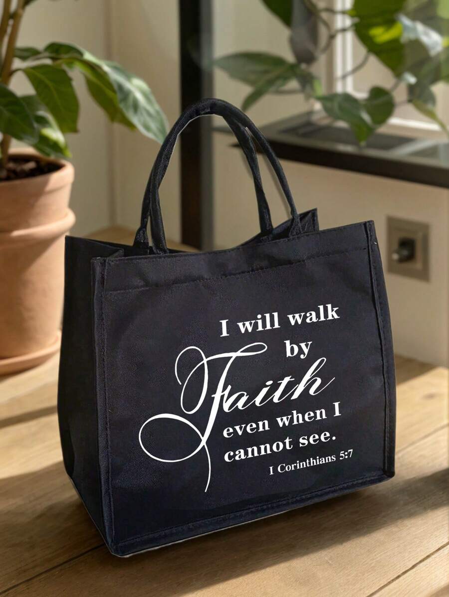 Tote Bag Set with Motivational Golden Letter Print