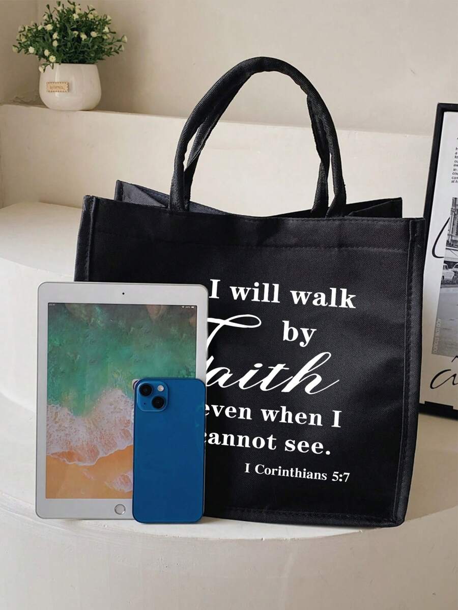 Tote Bag Set with Motivational Golden Letter Print