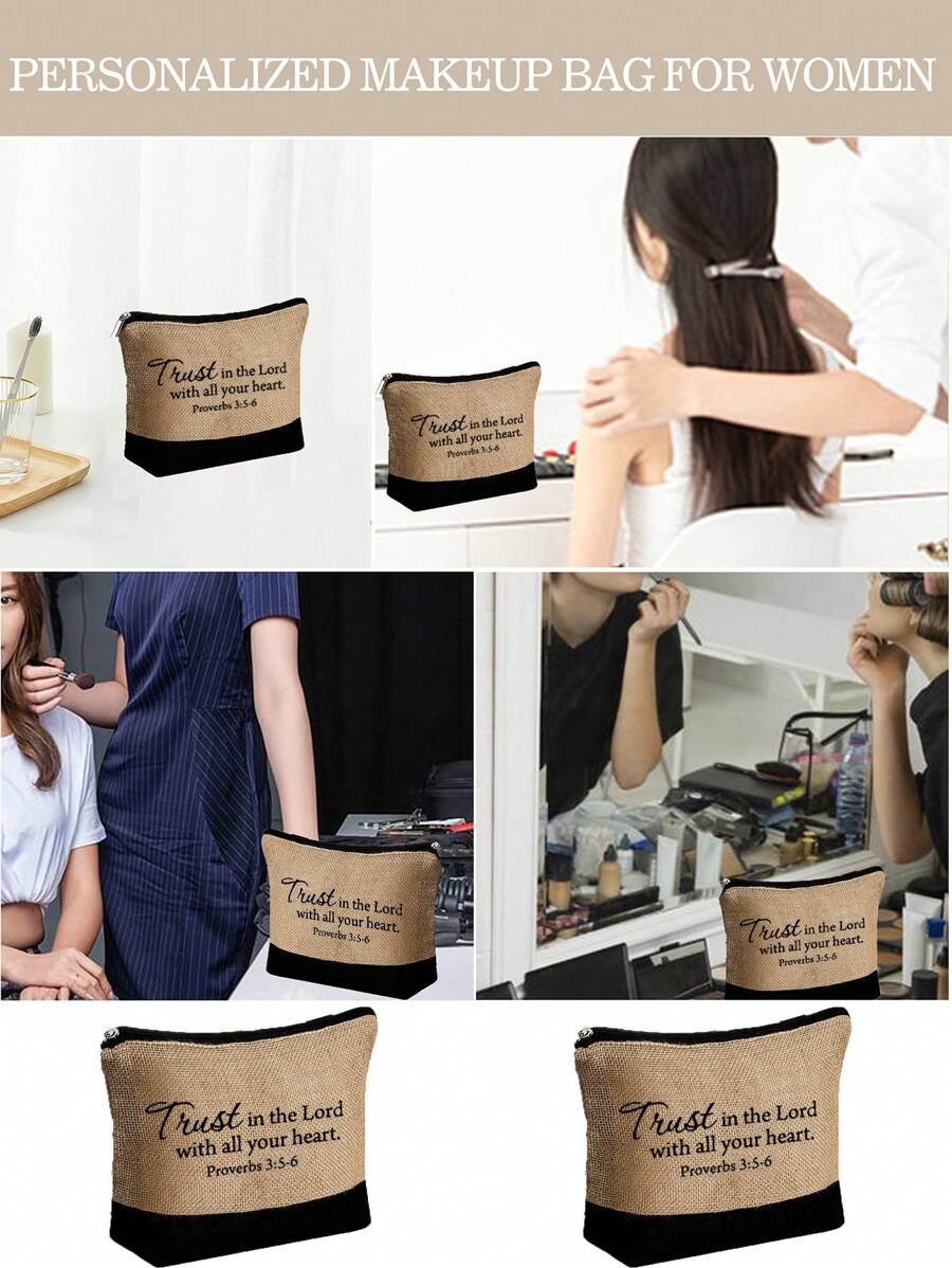 Trust In The Lord With All Your Heart" Printed Tote Bag & Makeup Bag Set