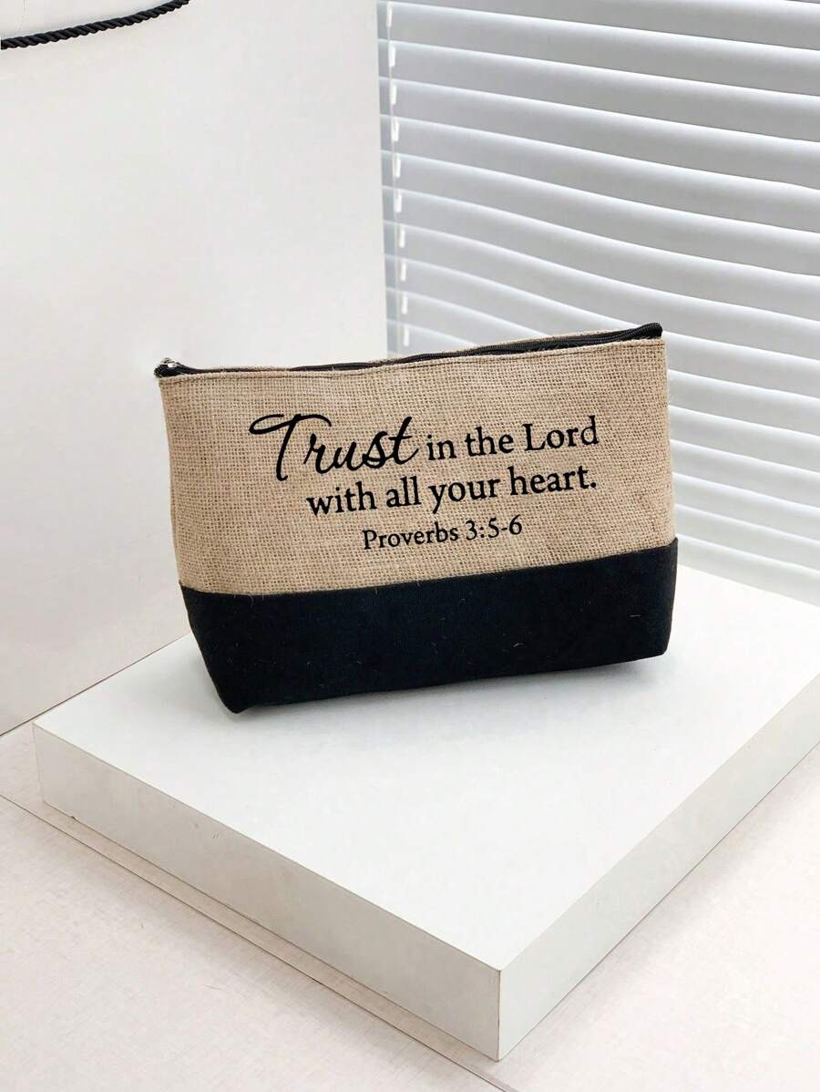 Trust In The Lord With All Your Heart" Printed Tote Bag & Makeup Bag Set