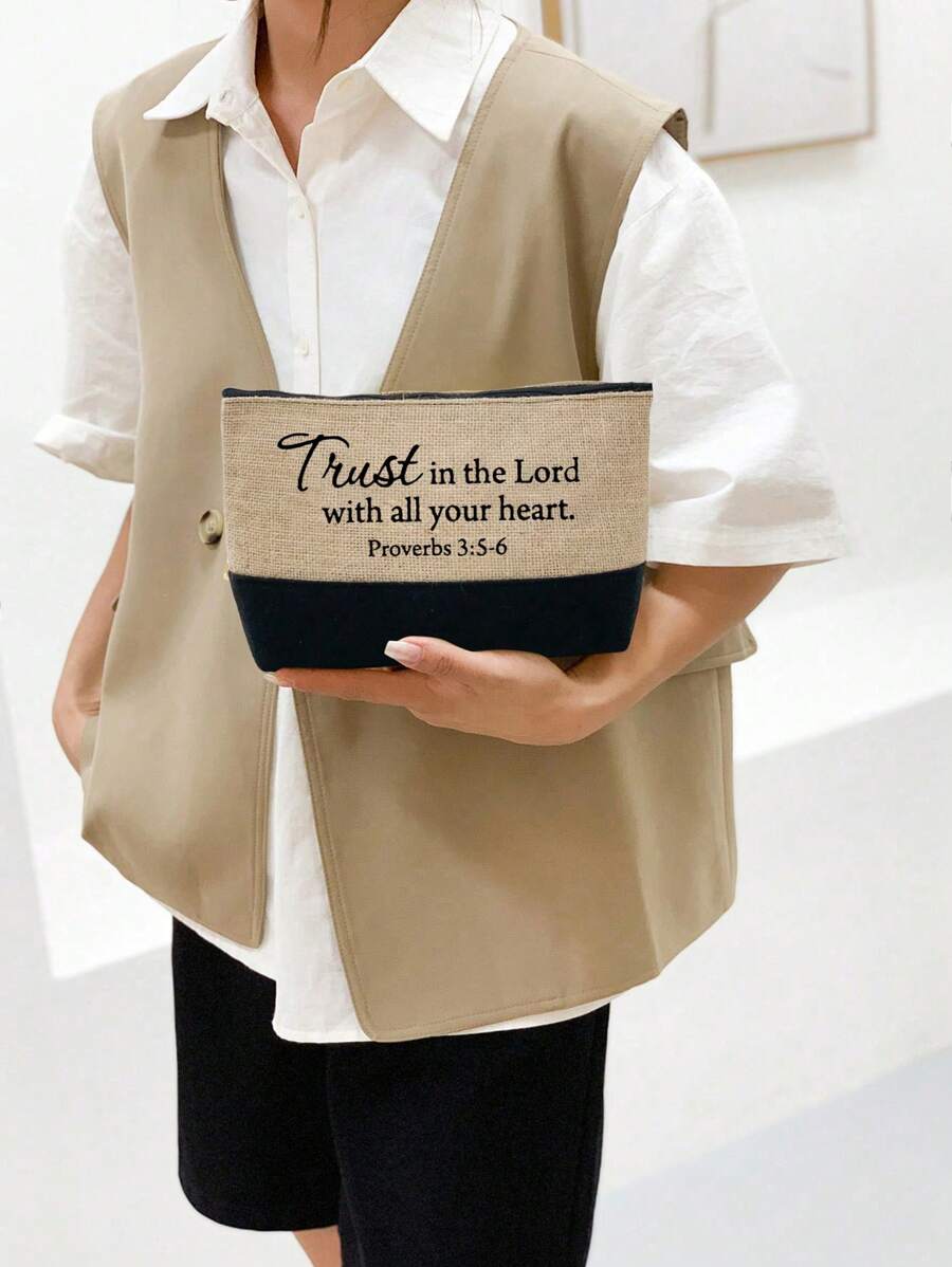 Trust In The Lord With All Your Heart" Printed Tote Bag & Makeup Bag Set