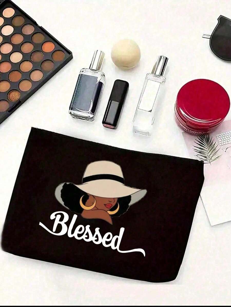 Queen Cartoon Character Printed Tote Bag Set – “Blessing” Letter Design